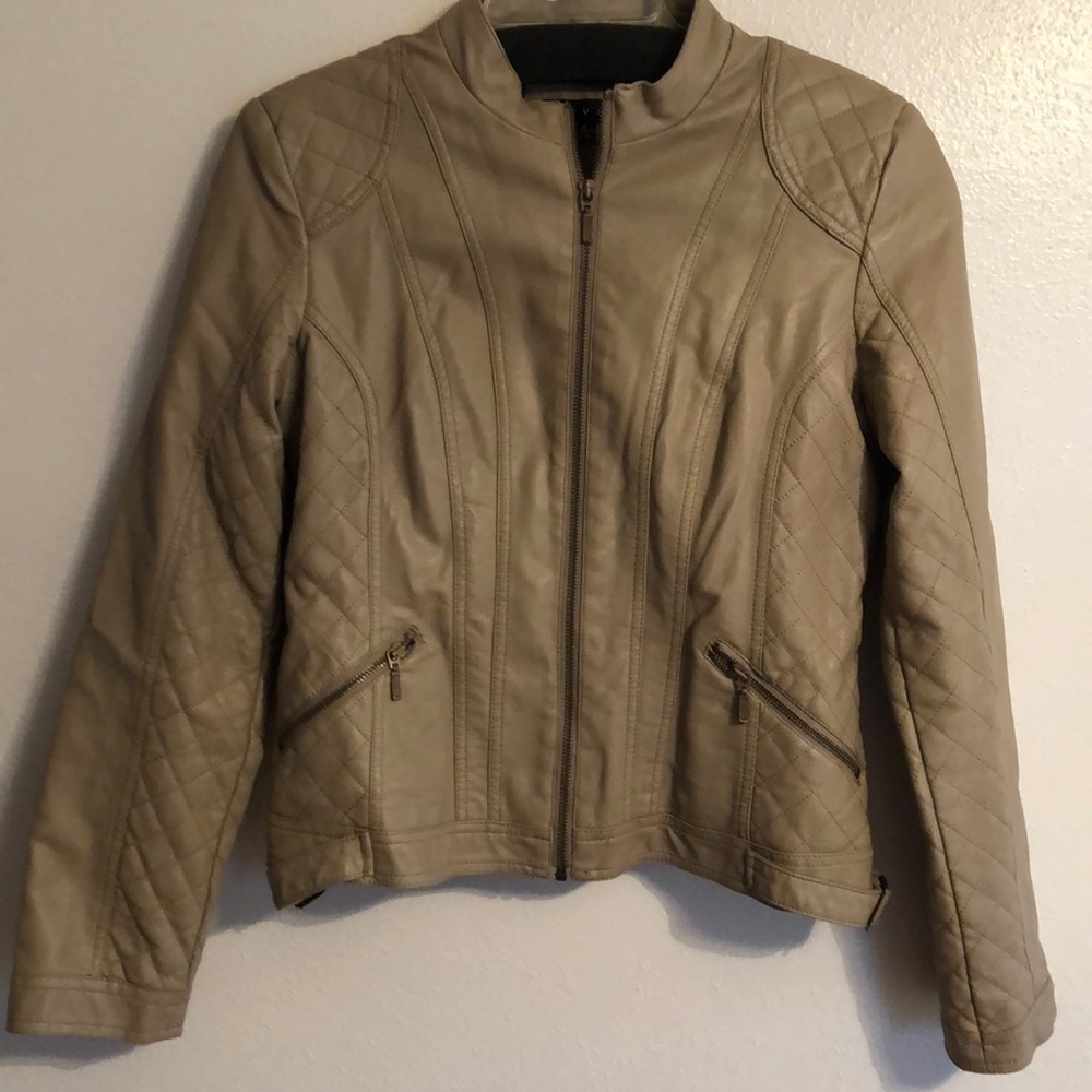 Faux leather tan light weight jacket